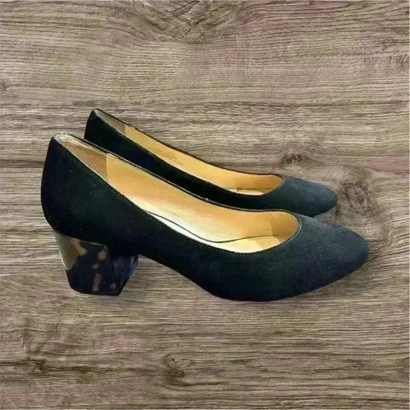 Talbots Shoes - Talbots ISA Heels‎ Block TORTOISE PATTERN Black Suede size 6M